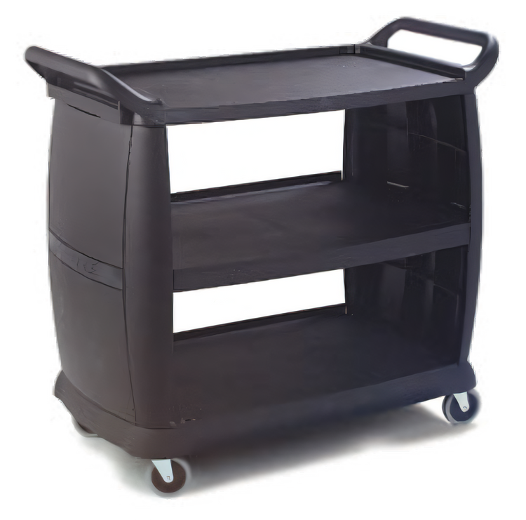 Product image #1 for Carlisle 42-Inch x 23-Inch 3-Shelf Bussing Cart, 300 lb Capacity, Polypropylene, Black