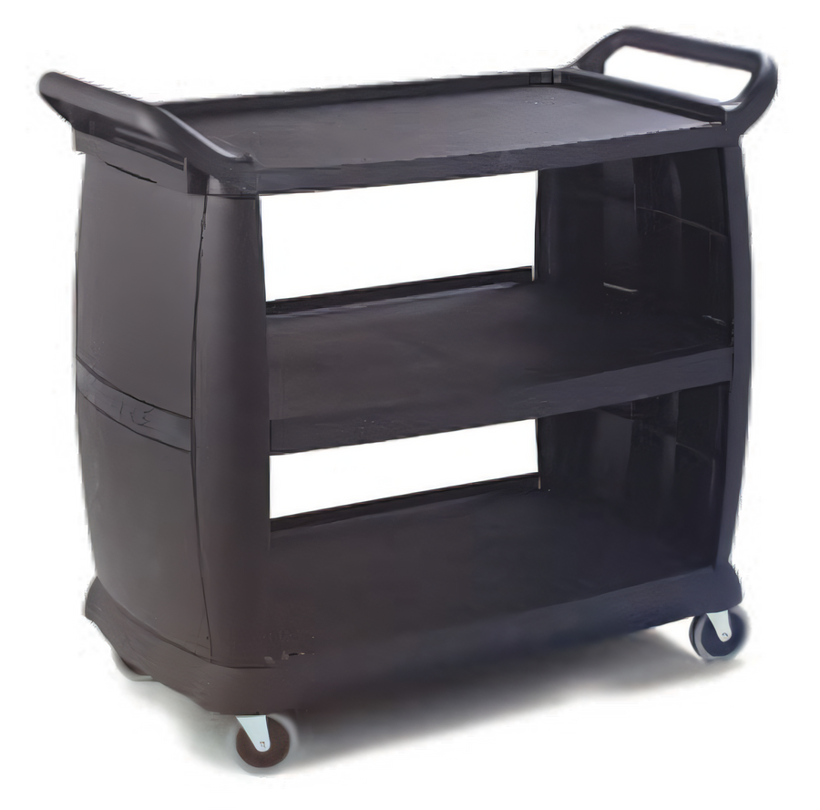 Product image #1 for Carlisle 42-Inch x 23-Inch 3-Shelf Bussing Cart, 300 lb Capacity, Polypropylene, Black