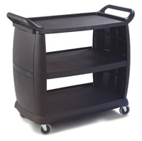Carlisle 42-Inch x 23-Inch 3-Shelf Bussing Cart, 300 lb Capacity, Polypropylene, Black