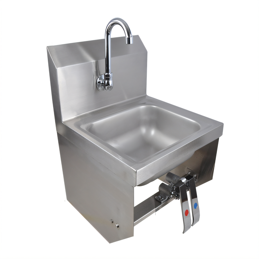 Product image #1 for BK Resources 9-Inch x 9-Inch x 5-Inch Wall-Mount Hand Sink with Gooseneck Faucet and Knee Valve Package