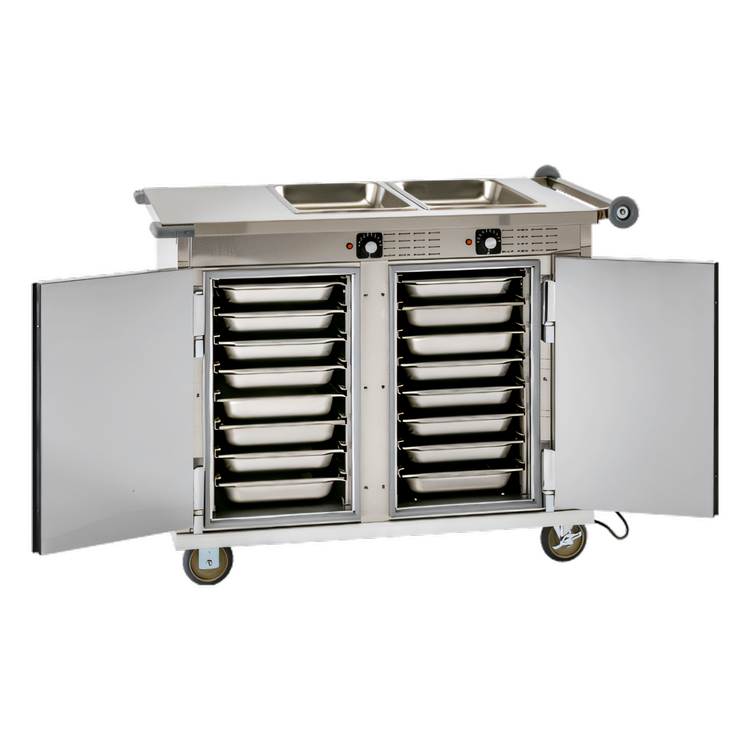 Product image #1 for Cres Cor Insulated Mobile Serving/Tray Make-Up Cabinet with 1 Heated Compartment, 2 Heated Wells, and 16 Tray Slides