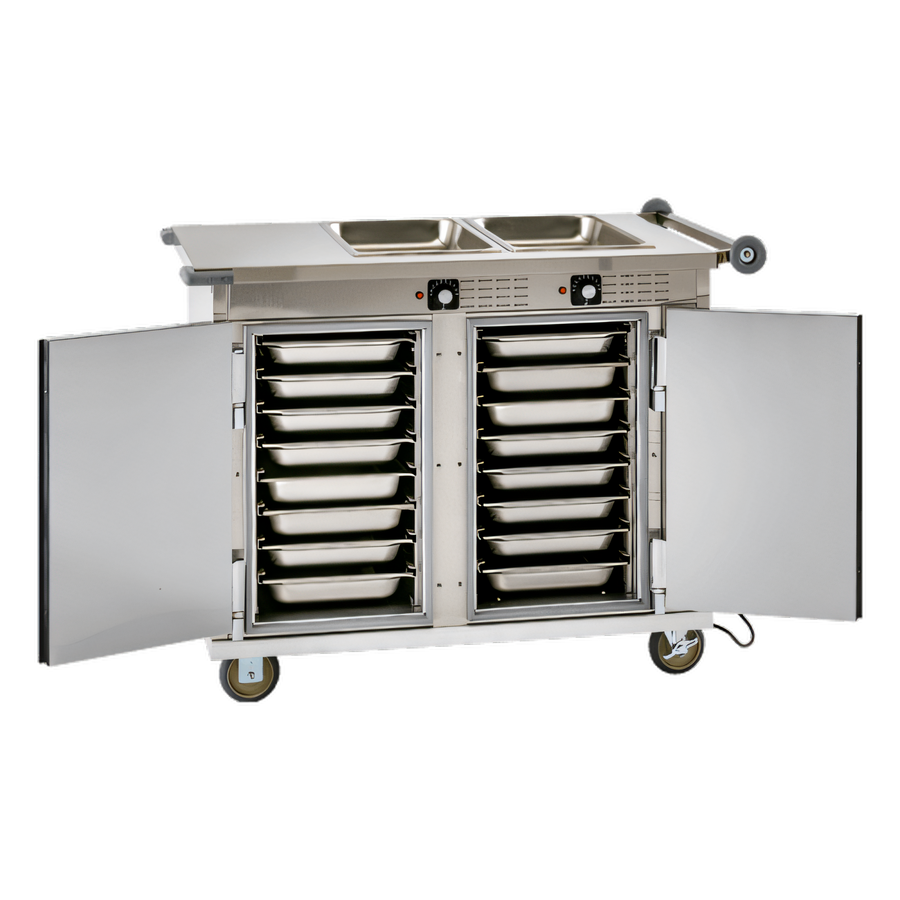 Product image #1 for Cres Cor Insulated Mobile Serving/Tray Make-Up Cabinet with 1 Heated Compartment, 2 Heated Wells, and 16 Tray Slides