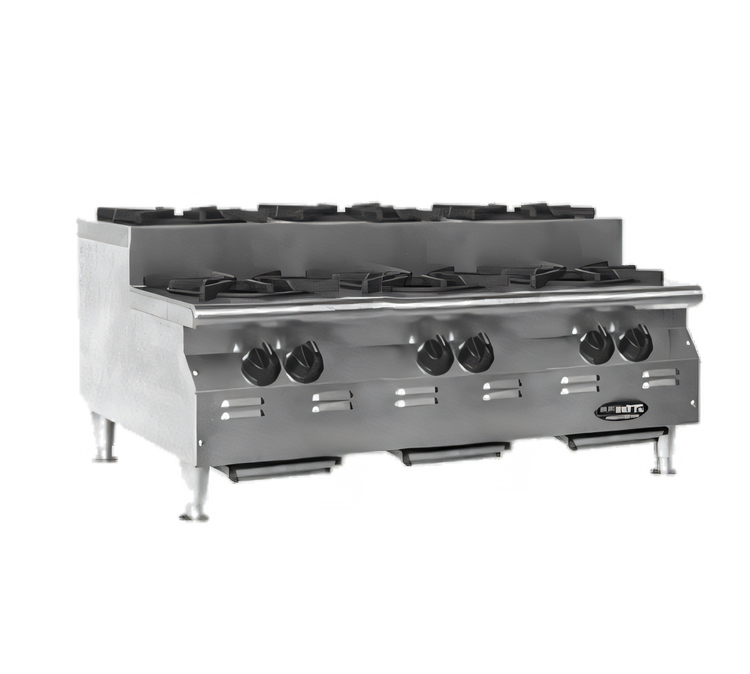 Product image #1 for RedHots Chef's Line 36-Inch Step-Up Countertop Gas Hot Plate, 6-Burner, Natural Gas