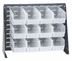 Thumbnail image #1 for Quantum 27-3/4 Inch x 8 Inch x 21 Inch Bench Rack with 12 Clear Bins, Louvered Steel, Gray Enamel Finish