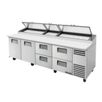 Thumbnail image #1 for True Mfg. - General Foodservice TPP-AT-119D-4-HC 119-1/4-Inch Pizza Prep Table with 2 Doors, 4 Drawers, 33°-41°F