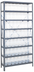 Thumbnail image #1 for Quantum Heavy-Duty Stationary Wire Shelving Unit with 8 Shelves and 56 Clear Bins, 36 x 18 x 75 Inches