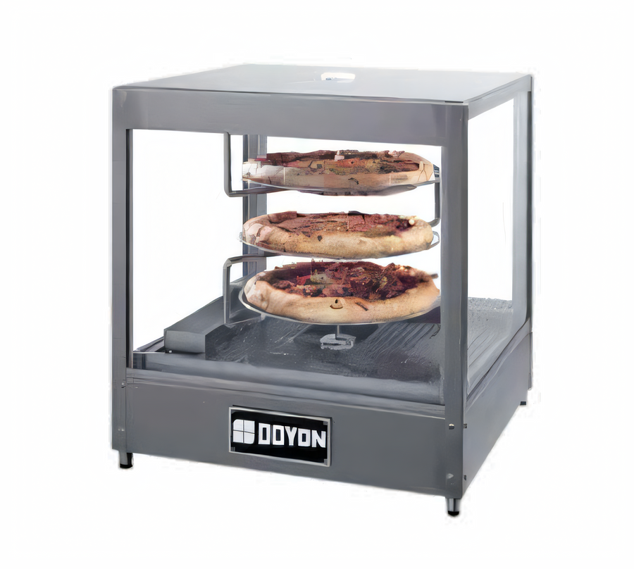 Product image #1 for Doyon Countertop Hot Food Display Case with Rotating Three-Tier Rack, 3-Pizza Capacity