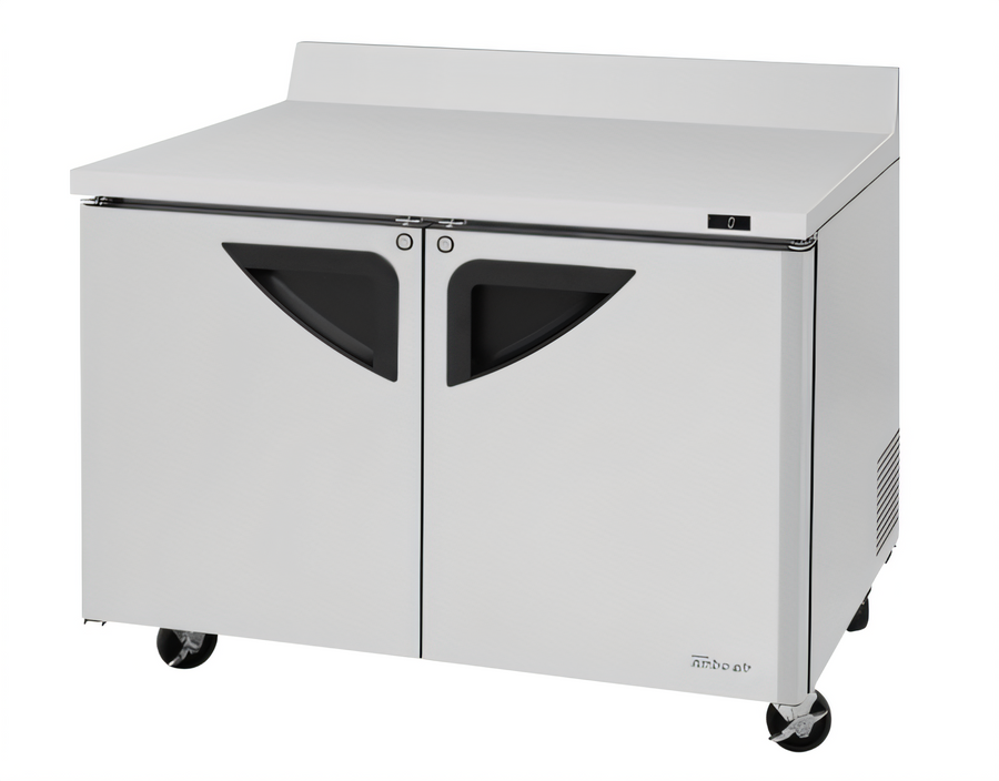 Product image #1 for Turbo Air Super Deluxe 48-Inch Two-Section Worktop Freezer with Stainless Steel Doors and Self-Cleaning Condenser
