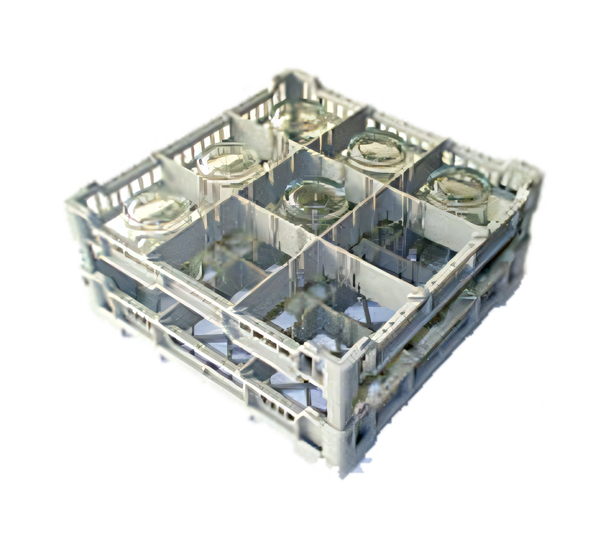Product image #1 for Lamber Full-Size Gray Plastic 9-Compartment Glass Rack for 16 x 16 Undercounter Glasswashers