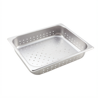 Winco Half-Size 2-1/2 Inch Deep Perforated Stainless Steel Steam Table Pan