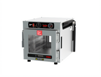 Metro HotBlox Narrow 4-Pan Pass-Thru Insulated Holding Cabinet, Clear Front and Rear Doors, Countertop/Stacking