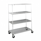 Thumbnail image #1 for Metro Super Erecta N456BC Chrome Wire Stem Caster Cart, 4 Shelves, 48 x 21 x 69 Inches, 600 lb. Capacity