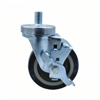 Thumbnail image #1 for BK Resources 4SBR-5ST-PLY-TLB 4-Inch Polyurethane Threaded Stem Caster with Top Lock Brake, 300 lb Capacity