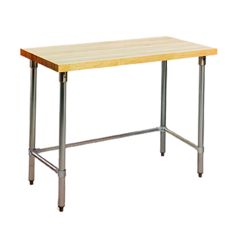 Product image #1 for 48 x 30 Inch Baker's Top Hardwood Work Table with 4 Inch Side and Rear Splash and Galvanized Base