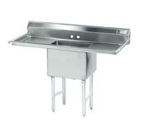 Advance Tabco 1-Compartment Floor Model Fabricated Sink with Left and Right Drainboards, 30 x 24 x 14 Bowl, 78 Inch Wide, 16-Gauge 304 Stainless Steel