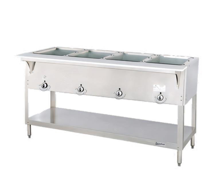 Product image #1 for Aerohot E304 4-Well Electric Hot Food Station with Open Shelf Base and Carving Board