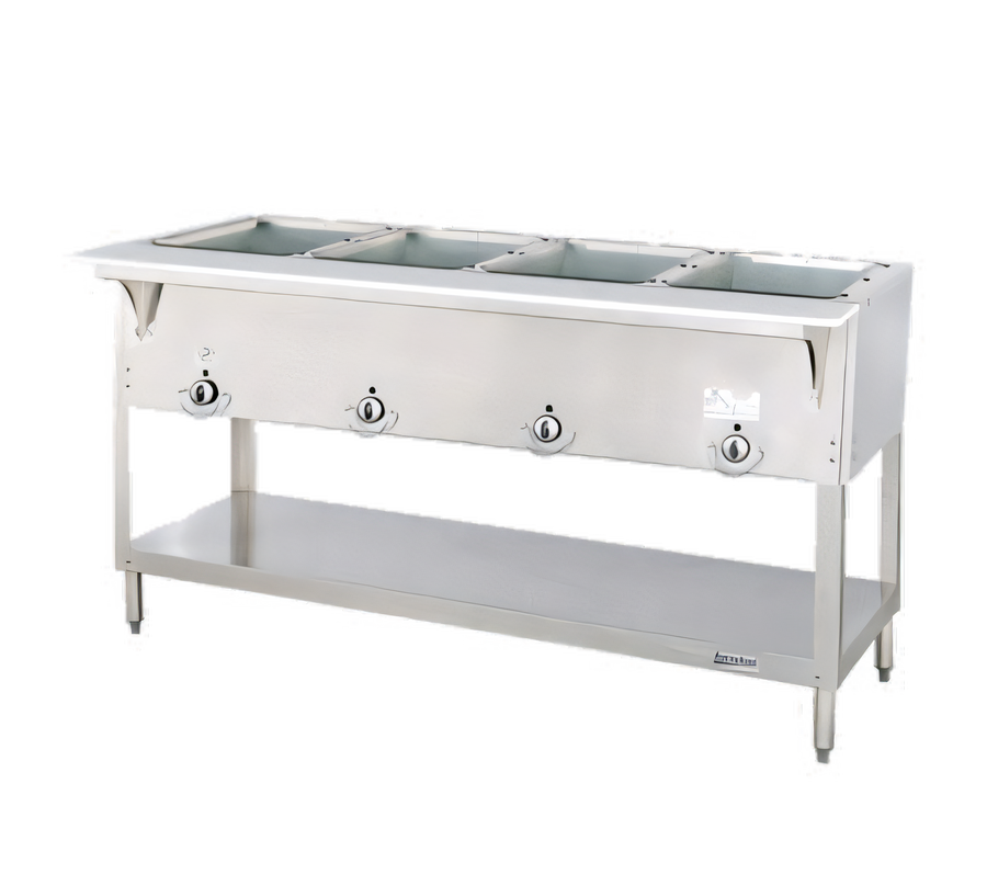 Product image #1 for Aerohot E304 4-Well Electric Hot Food Station with Open Shelf Base and Carving Board