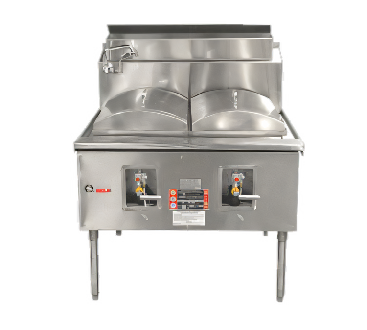 Product image #1 for Town Equipment CF-2 Gas Cheung Fun Noodle Range, 2-Section, Stainless Steel Deck, Open Base