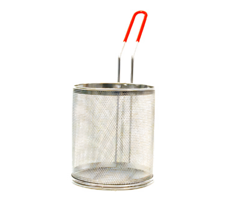 Product image #1 for 6-1/2-Inch Round Pasta/Blanching Basket, Fine Wire Mesh, Coated Handle, 18/8 Stainless Steel, Dozen