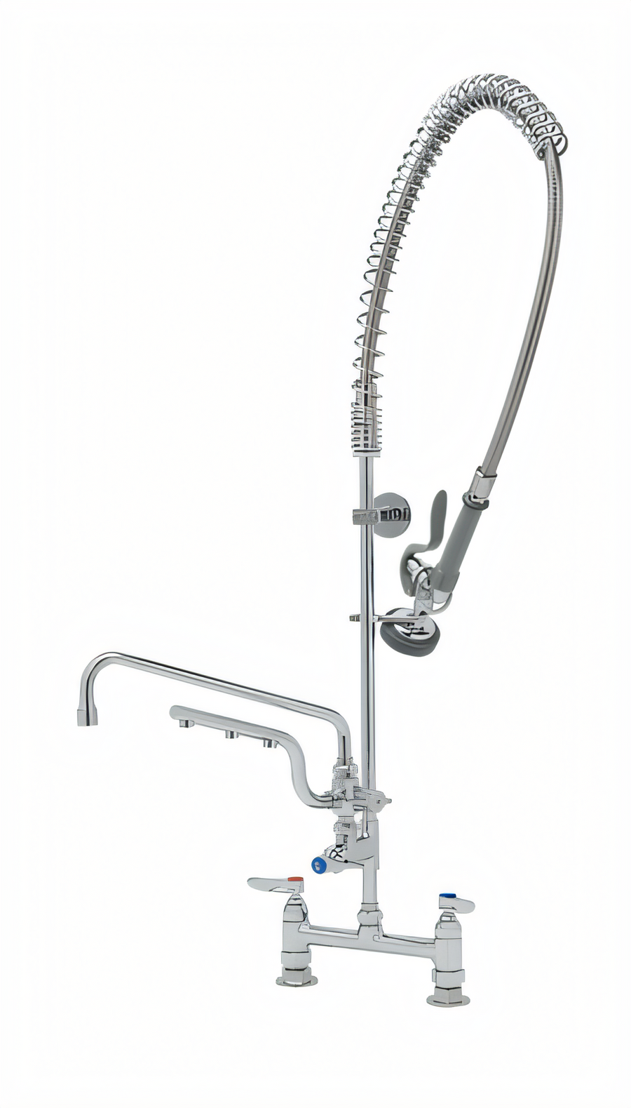 Product image #1 for UltraRinse 8-Inch Deck Mount Pre-Rinse Mixing Faucet with 12-Inch Swing Nozzle and Spray Valve