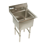 Thumbnail image #1 for Klinger's Trading ECS12424 1-Compartment Stainless Steel Floor Sink, 24 x 24 x 12-Inch Bowl, 9-Inch Backsplash, No Drainboards