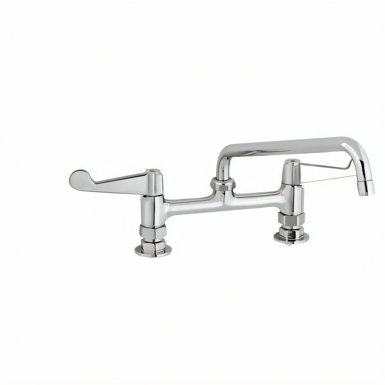 Product image #1 for T&S Brass 8-Inch Center Deck Mount Manual Equip Faucet with 10-Inch Swing Nozzle and Wrist Handles