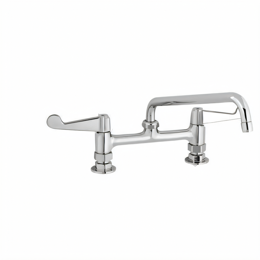 Product image #1 for T&S Brass 8-Inch Center Deck Mount Manual Equip Faucet with 10-Inch Swing Nozzle and Wrist Handles