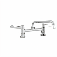 T&S Brass 8-Inch Center Deck Mount Manual Equip Faucet with 10-Inch Swing Nozzle and Wrist Handles