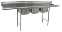 Eagle Group 3-Compartment Floor Model Sink with Dual 24-Inch Drainboards, 102-Inch Wide, 430 Stainless Steel