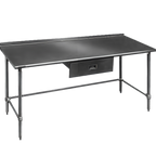 Thumbnail image #1 for Eagle Group Deluxe UT2496STEB 96-Inch x 24-Inch Stainless Steel Work Table, 16-Gauge 300 Series Top, 1.5-Inch Rear Upturn, Open Tubular Base