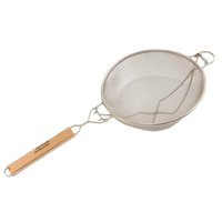 10 Inch Heavy Duty Double Mesh Strainer with Wood Handle