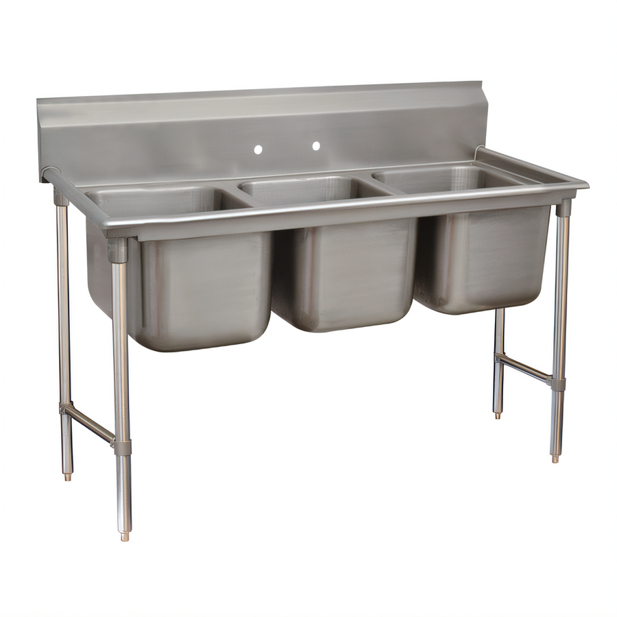 Product image #1 for Advance Tabco Special Value Series Regaline 3-Compartment Sink with 20 x 16 x 12-Inch Bowls and Galvanized Open Frame Base