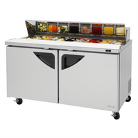 Turbo Air Super Deluxe 60-Inch Two-Section Sandwich/Salad Prep Table, 16.0 Cu. Ft., 16-Pan Opening, Rear-Mounted Self-Contained Refrigeration