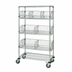 Thumbnail image #1 for Quantum Mobile Basket Storage Unit with 3 Adjustable Baskets, Wire Shelves, and Casters, 48 x 18 x 69 Inches, Chrome Plate Finish