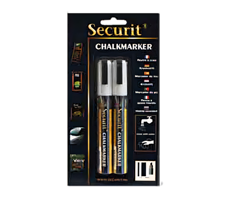Product image #1 for Securit White Rain & Smear-Proof Chalk Marker Set, Small Tip, 2-Pack