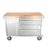 Thumbnail image #1 for Mobile Stainless Steel Work Bench with Rubberized Wood Top, 1 Door, 4 Drawers