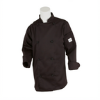 Thumbnail image #1 for Mercer Culinary Genesis M61040BKXXS Women's XX-Small Black Long Sleeve Chef Jacket, 65/35 Poly/Cotton Twill Case of 12