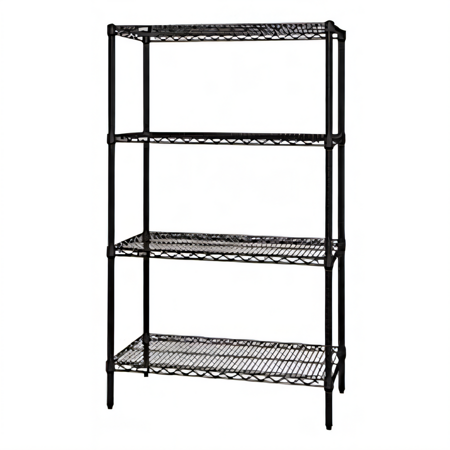 Product image #1 for Quantum 4-Shelf 36"W x 18"D x 86"H Black Epoxy Antimicrobial Wire Shelving Starter Kit