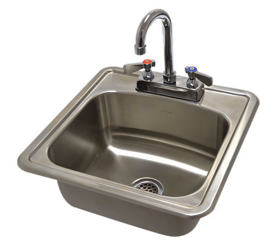 Product image #1 for Advance Tabco Special Value Series 1-Compartment Drop-In Sink with Gooseneck Faucet, 15 x 15 Inch, 304 Stainless Steel