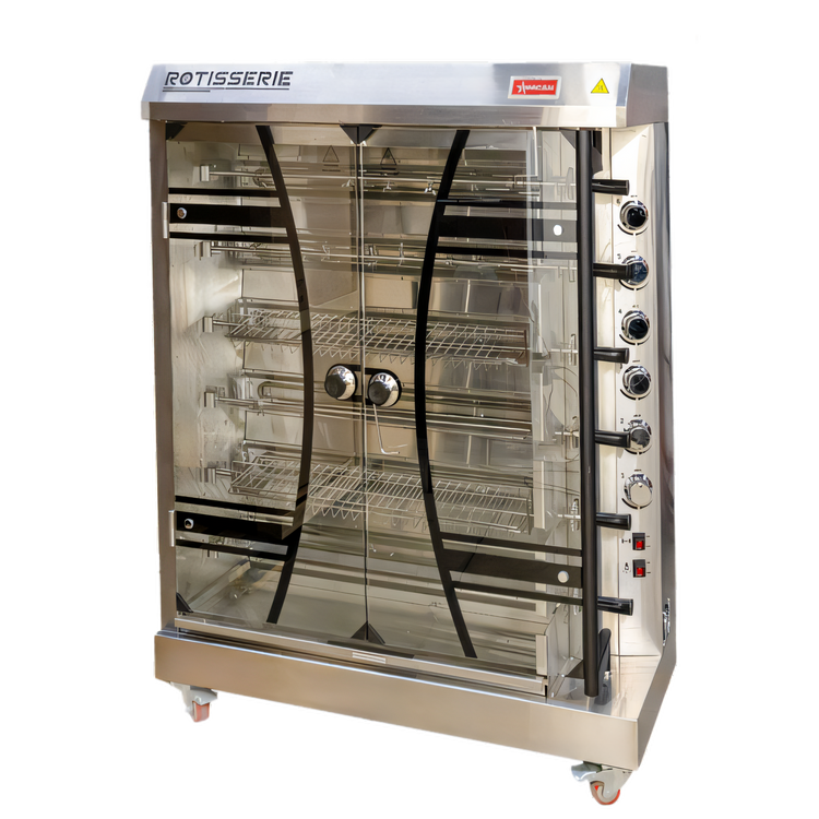 Product image #1 for Omcan 46-Inch Electric Rotisserie Grill, 6-Spit, 36-Chicken Capacity, 12 kW