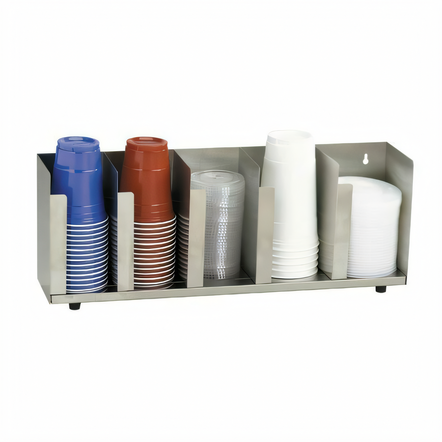 Product image #1 for Dispense-Rite Adjustable 5-Section Stainless Steel Lid/Cup Organizer