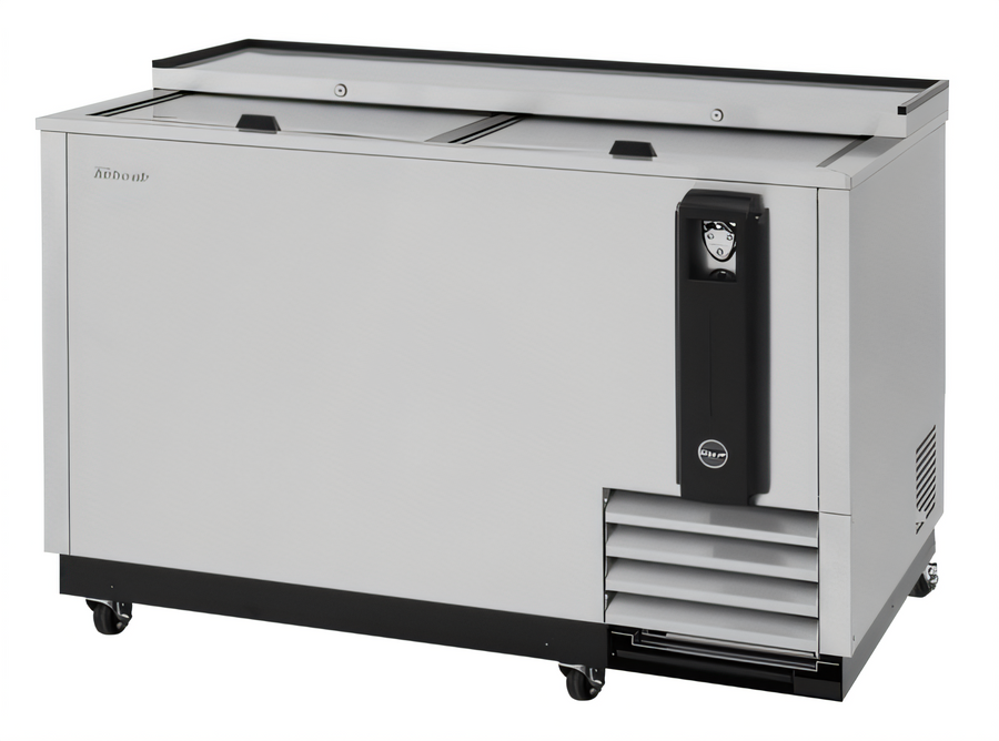 Product image #1 for Turbo Air Super Deluxe 50-Inch Stainless Steel Bottle Cooler with Sliding Lids and Self-Cleaning Condenser