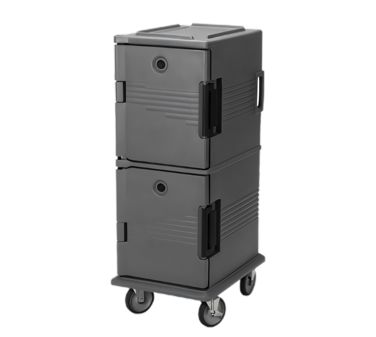 Product image #1 for Cambro Ultra Camcart® Double-Compartment Front-Loading Insulated Food Pan Carrier with Security Package, 60 Qt. Per Cavity, Granite Sand