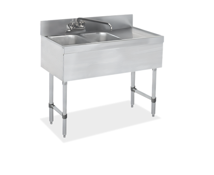 Product image #1 for Steel Works Stainless Two Compartment Underbar Hand Sink with Right Drainboard, 36" x 18-3/4" x 33"