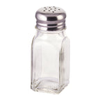 Thumbnail image #1 for Winco G-109 2 oz Square Glass Seasoning Shaker with 18/0 Stainless Steel Mushroom Top Case of 12