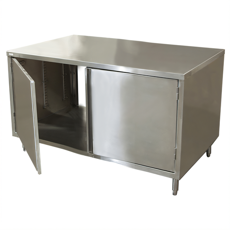 Product image #1 for BK Resources Dual-Access Enclosed Chef Table with Cabinet Base and Hinged Doors, 48 x 30 Inches