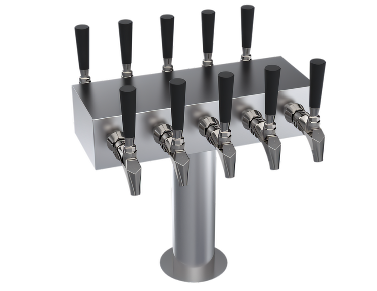 Product image #1 for Krowne Double-Sided T-Head 10-Faucet Glycol-Cooled Draft Beer Tower, 15-Inch Overall Length