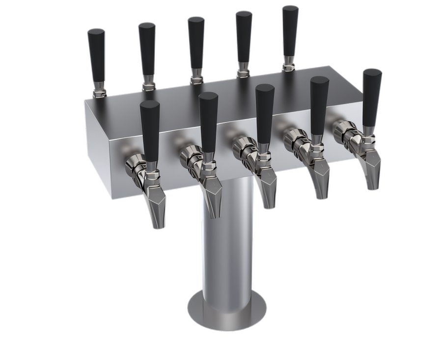 Product image #1 for Krowne Double-Sided T-Head 10-Faucet Glycol-Cooled Draft Beer Tower, 15-Inch Overall Length
