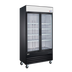 Thumbnail image #1 for Omcan Two-Section Reach-In Glass Door Merchandiser Refrigerator, 31.5 Cu. Ft., Bottom-Mount Self-Contained, Stainless Steel Exterior, Black