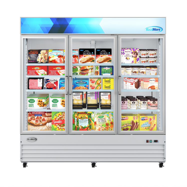 Product image #2 for KoolMore 80-Inch 3-Section Glass Door Merchandiser Freezer, 52 Cu. Ft., White